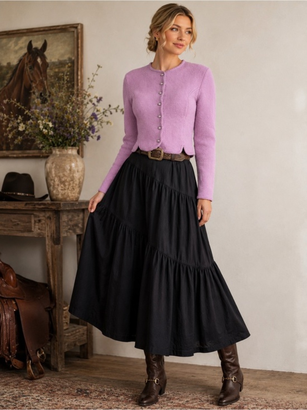 Tally Ho Vintage Purple Wool Cropped Jacket 12